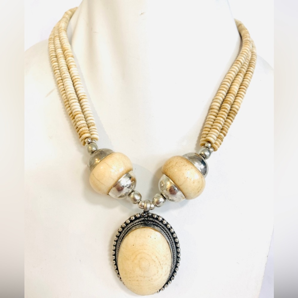Hand carved Bone Bead Necklace